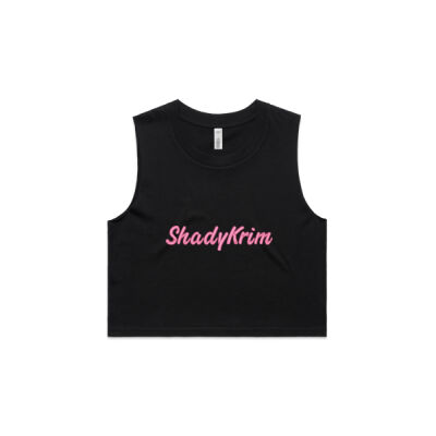 Women's Cropped Tank - Pink Embroidered Logo Thumbnail